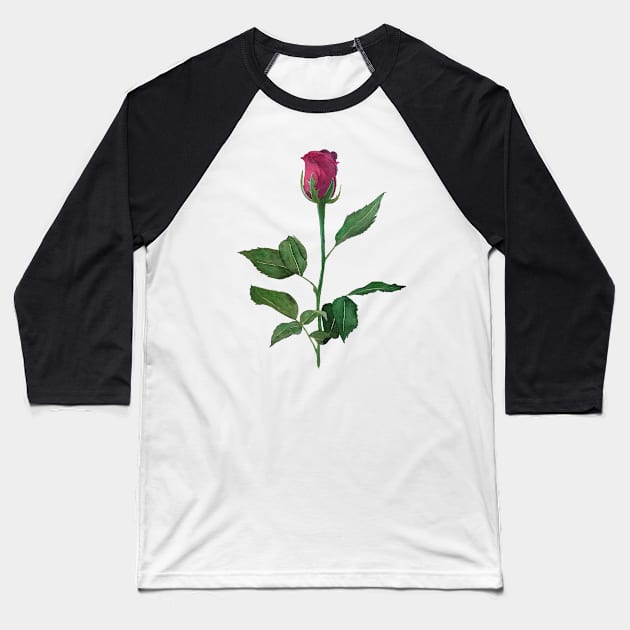 Watercolor rose Baseball T-Shirt by RosanneCreates